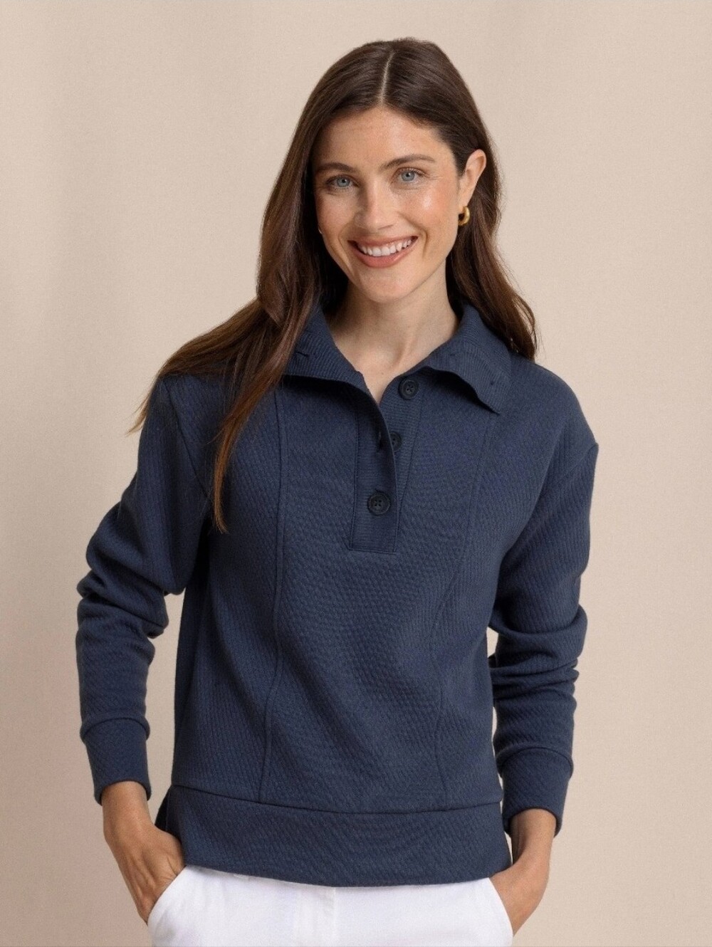 Southern Tide Womens Tonya Button Mock - XS